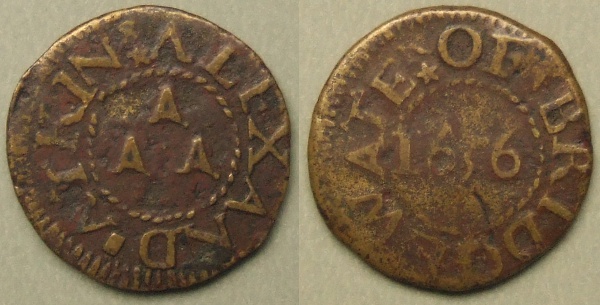 Bridgwater, Alexand Atkins 1656 farthing